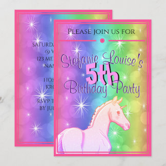 Baby Rainbow Unicorn Geburtstag (Regenbogenblasen) Einladung
