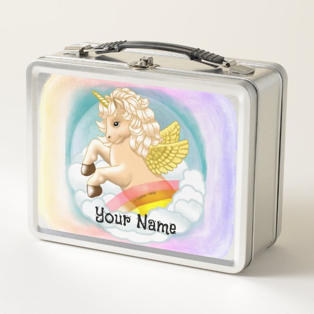Baby Rainbow Unicorn Metall Brotdose (Vorderseite)