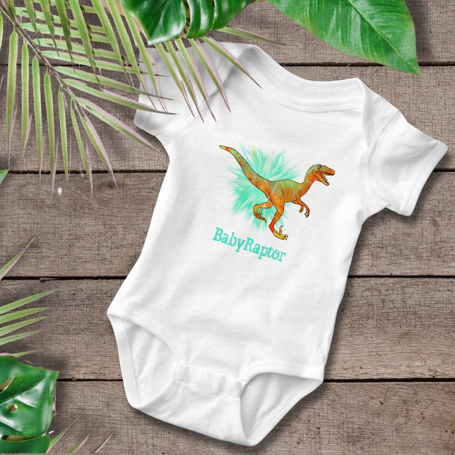 Baby Raptor Velociraptor Dinosaur Funny Word Play Baby Strampler (Dinosaur baby Raptor cute fun dino baby vest)
