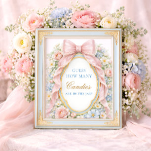 Baby-Ratgeber mit rosa Schleife und Blumen: Wie vi Poster