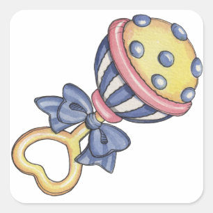Baby Rattle Quadratischer Aufkleber