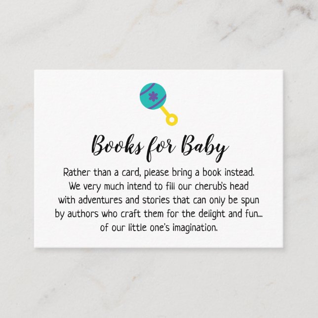 Baby Rattle Simple Book Request Insertion Cartes (Devant)