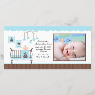 Baby-Raum-Junge FOTO Geburts-Mitteilung Ankündigung