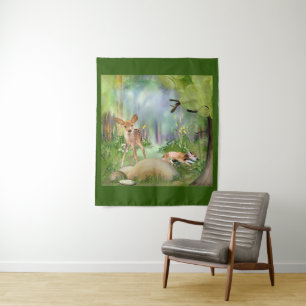 Baby-Reh-Waldtiere-Teppich Wandteppich