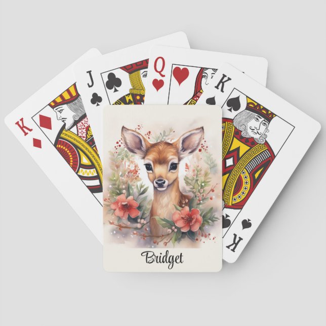 Baby Reindeer Fawn Name Weihnachtsgeschenk hinzufü Spielkarten (Rückseite)