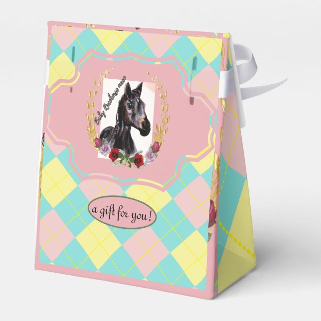 Baby-Rennpferd-Stute Raute Gefälligkeitsbox Geschenkschachtel (Rückseite)