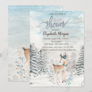 Baby Rentier Forest Snow Baby Dusche Einladung