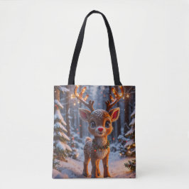 Baby Rentier im Schneewald Tasche