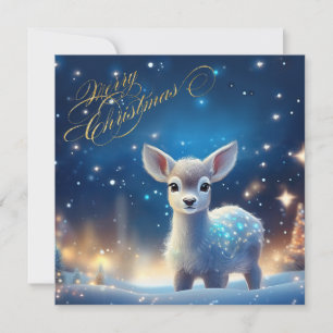 Baby Rentier mit fröhlichen Weihnachtsgrüßen Karte