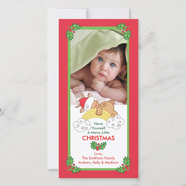 Baby Rentier Weihnachtsfotokarten Feiertagskarte (Vorderseite)