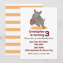 Baby Rhino American Football Einladung zum Geburts
