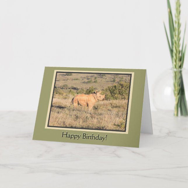 Baby Rhino Happy Birthday Karte (Vorderseite)