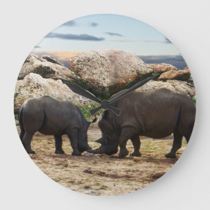 Baby Rhinoceros Life Lesson, Große Wanduhr