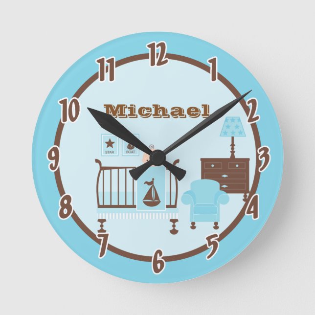 Baby Room Boy Horloge personnalisée (Recto)