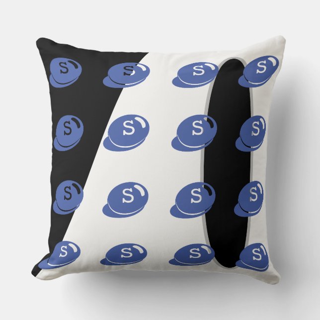 Baby RoomCUTE_BLUE_WHITE_BLACK_GRAY RMDESIGNFLO55 Kissen (Vorderseite)