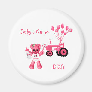 Baby-Rosa-Bär und rosa Traktor-Magnet Magnet