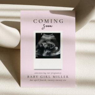 Baby-Rosa Coming Soon Schwangerschaftsankündigung Einladung