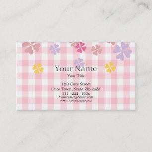 Baby-Rosa-Gingham und Pastellblumen Visitenkarte