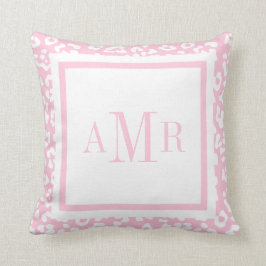 Baby-Rosa-Leopard-Druck-Monogramm-Initialen Kissen
