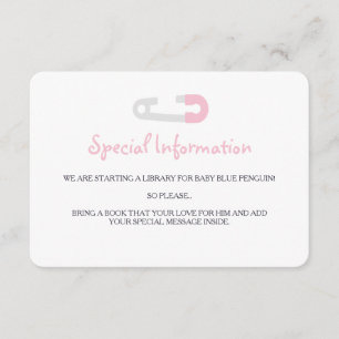 Baby-Rosa-Pinguin-Informations-Einsätze Begleitkarte