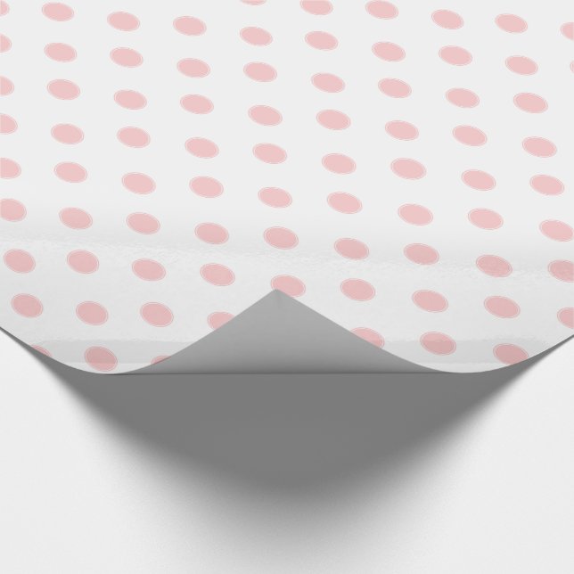 Baby-Rosa-Tupfen auf Weiß Geschenkpapier (Ecke)