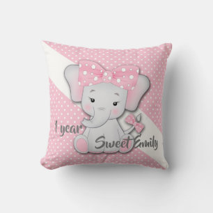 Baby Rosa Weiß Grau Cartoon-Elefant personalisiere Kissen