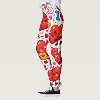 Baby-Rosa-&-Weiße-Streifen-Rote-Herzen-Leggings Leggings