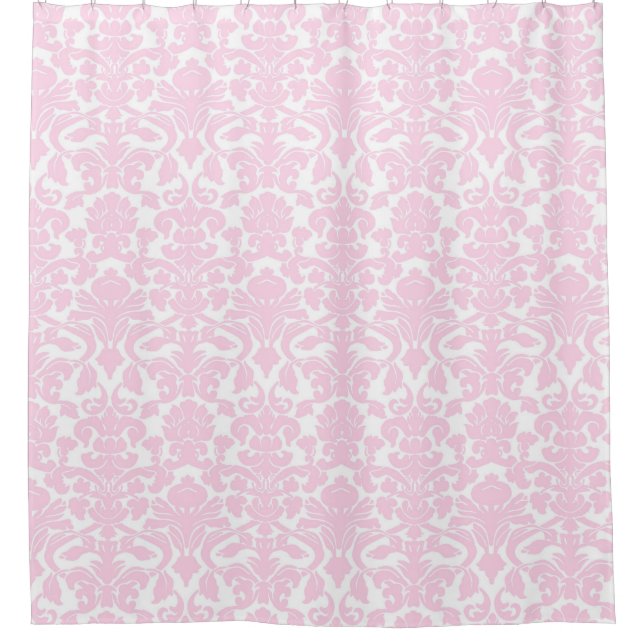 Baby-Rosa-weißer Blumendamast-Duschvorhang Duschvorhang (Vorderseite)