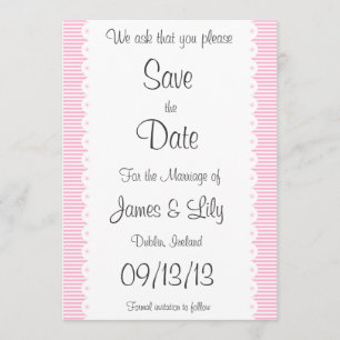 Baby-Rosapinstripes-Save the Date Mitteilung Save The Date