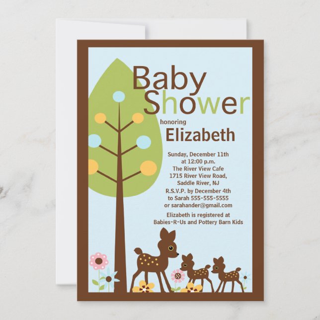 Baby-Rotwild paart mehrfache Babyparty-Einladung Einladung (Vorderseite)