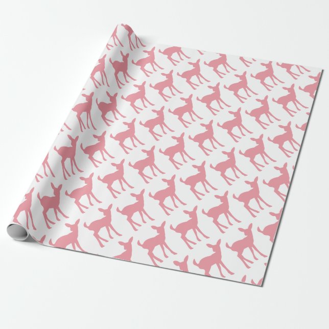Baby-Rotwild-Rosa-Waldthema-Mädchen-Babyparty Geschenkpapier (Ungerollt)