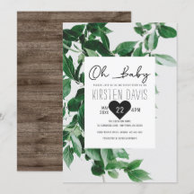 Baby Rustic Country Wood Greenery Baby Dusche