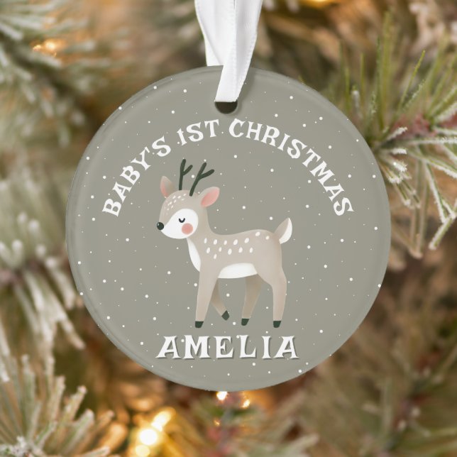 Baby’s 1st Christmas Reindeer Keepsake Photo Ornament (Baum)