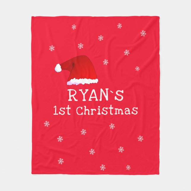 Baby`s erste Weihnachts-Rote Weihnachtsmannmütze S Fleecedecke (Vorderseite)