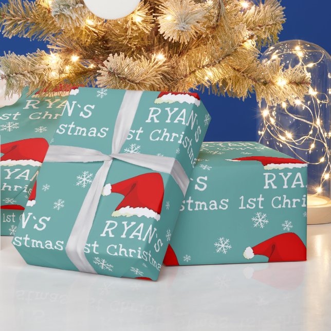 Baby`s erste Weihnachts-Rote Weihnachtsmannmütze S Geschenkpapier (Feiertage)