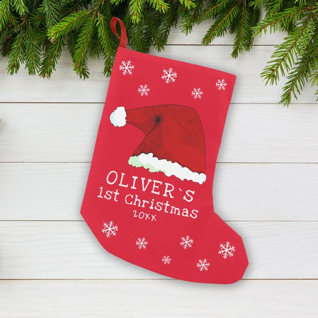 Baby`s erste Weihnachts-Rote Weihnachtsmannmütze S Kleiner Weihnachtsstrumpf (Von Creator hochgeladen)