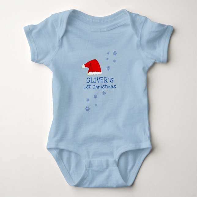 Baby`s erste Weihnachts-Weihnachtsmannmütze Snowfl Baby Strampler (Vorderseite)