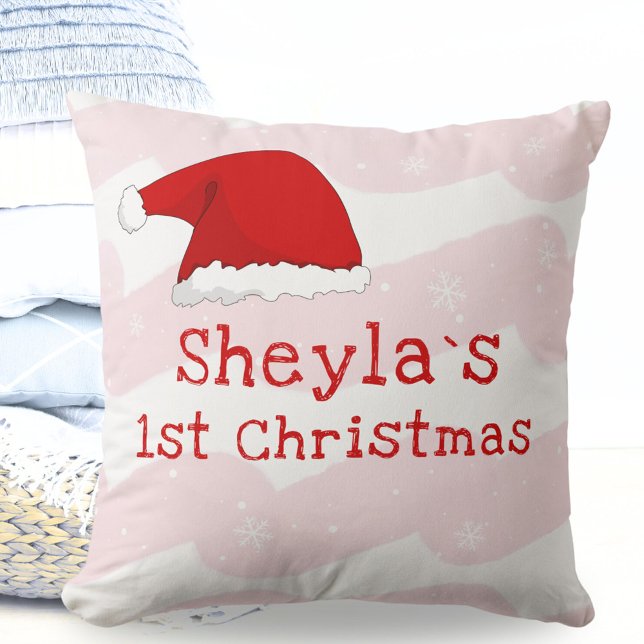 Baby`s erste Weihnachtsfeier Weihnachtsmannmütze S Kissen (Von Creator hochgeladen)