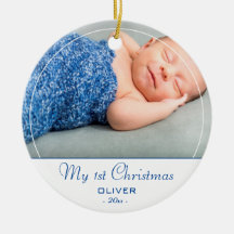 Baby`s erstes Weihnachten Blau Baby Junge Foto