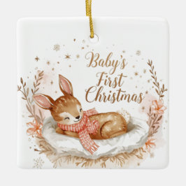 Baby’s First Christmas A Square Keepsake  Keramikornament