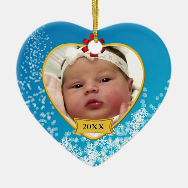 Baby’s First Christmas Foto and Birthday Keramikornament (Vorne)