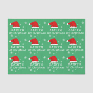 Baby`s First Christmas Green Weihnachtsmannmütze S Seidenpapier