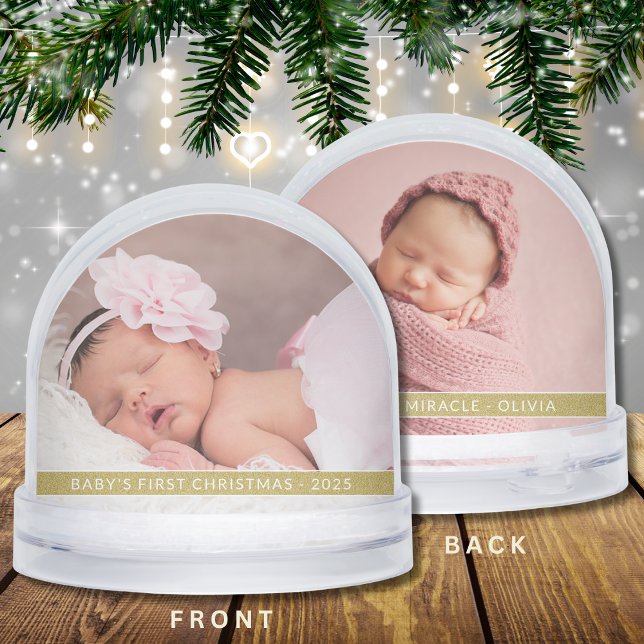 Baby’s First Christmas Personalized 2-Photo Gift Schneekugeln (Von Creator hochgeladen)