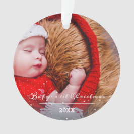 Baby`s First Christmas Script Weihnachts-Foto Ornament