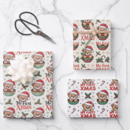 Baby’s First Christmas Teddy  Geschenkpapier Set