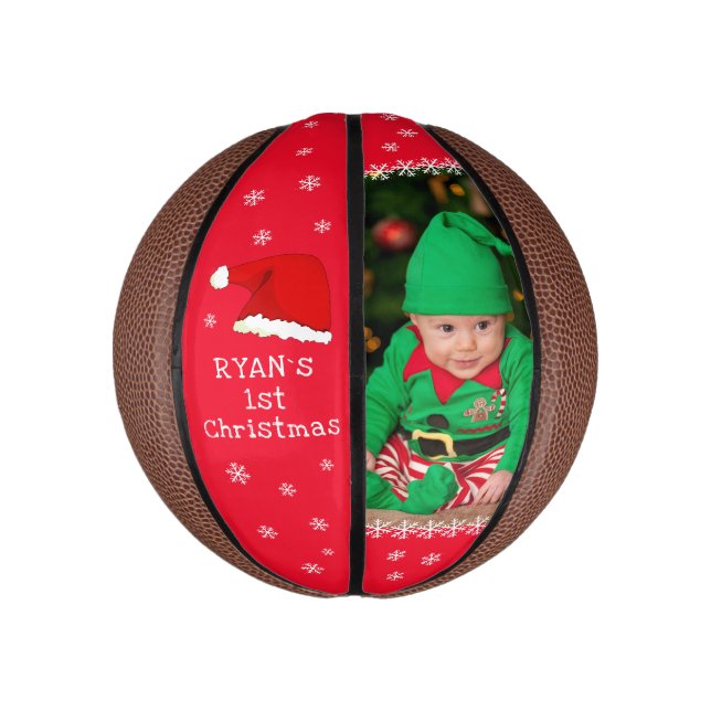 Baby`s First Christmas Weihnachtsmannmütze Snowfla Mini Basketball (Vertikal)