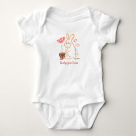Baby´s first Easter Bunny Garden Hand Drawn Design Baby Strampler