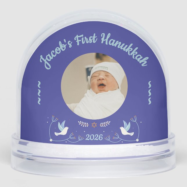 Baby’s First Hanukkah Custom Photo Snow Globe Schneekugeln (Vorderseite)