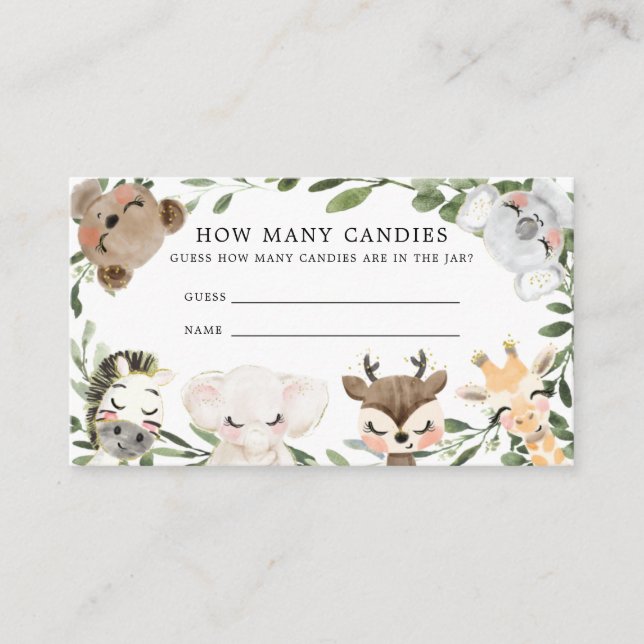 Baby Safari Devine Combien De Candies Carte (Devant)