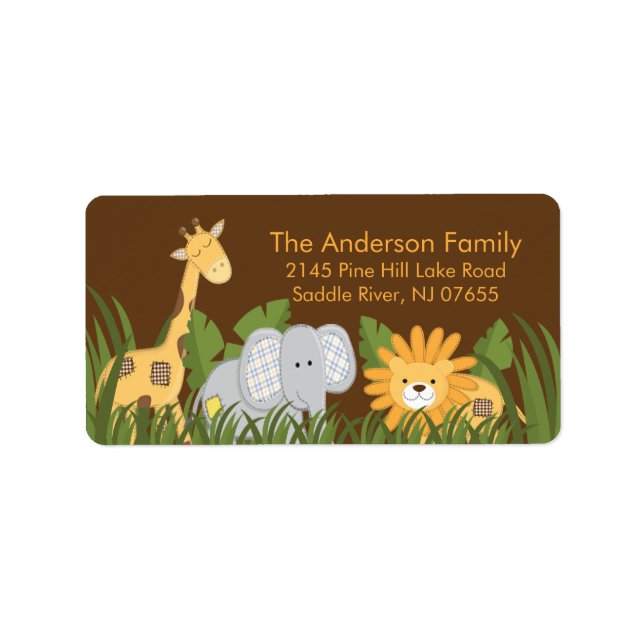 Baby Safari Jungle Address Label Adressaufkleber (Vorne)